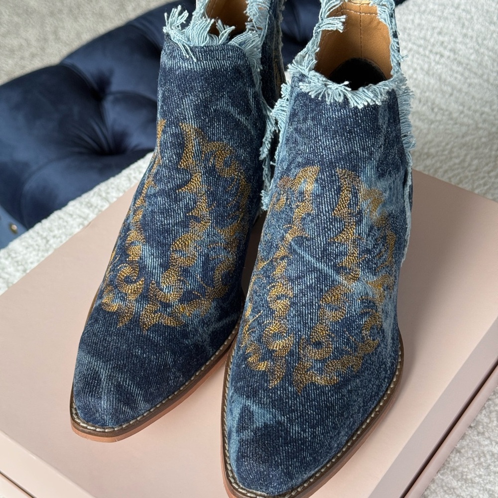 MYRA BAG Trail Runner Split Top Denim Booties 6-11 NWT